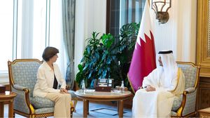 رئيس مجلس الوزراء القطري ووزيرة الخارجية الفرنسية كاثرين كولونا في الدوحة- موقع الخارجية