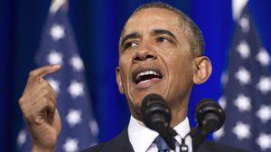الرئيس الأمريكي باراك أوباما يخطب في وزارة العدل - أ ف ب