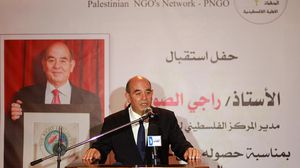 رئيس المركز الفلسطيني لحقوق الإنسان راجي الصوراني في الحفل - الأناضول