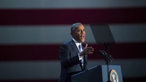 خطاب أوباما الأخير جاء في ولاية شيكاغو بحضور الآلاف من أنصاره- أ ف ب 