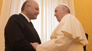 عقد الرئيس العراقي محادثات خاصة مع البابا استغرقت نحو 30 دقيقة ثم اجتمع مع أكبر دبلوماسيين في الفاتيكان- جيتي