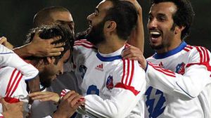 فرحة لاعبي الكويت بالتسجيل في مرمى الصليبخات - (أرشيفية)