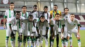 المنتخب السعودي الذي واجه الفريق الفلسطيني - أ ف ب 
