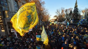 جانب من مسيرات المعارضة في كييف - ا ف ب 