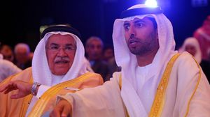 وزيرا النفط السعودي (يسار) والإماراتي خلال الاجتماع - ا ف ب