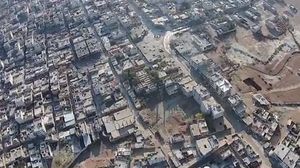 مشهد جوي من كوباني بثه المكتب الإعلامي في مدينة حلب - يوتيوب