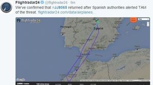 الطائرة هبطت مرة أخرى في مدريد بعد منتصف الليل ونزل منها الركاب بسلام -تويتر