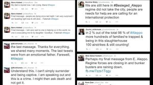 وجه الناشطون رسائلهم في ظل حصار وقصف كثيف غير مسبوق على ما تبقى من حلب- تويتر