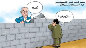 السيسي تأجيل التصويت على مشروع قرار أممي مجلس الأمن نتنياهو كاريكاتير
