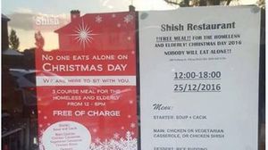 بازفيد: مطعم "شيش" يقدم وجبة عيد الميلاد للمشردين ولكبار السن مجانا- تويتر
