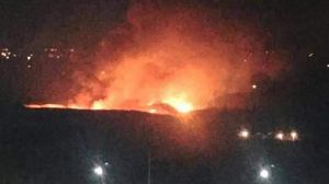 صورة بثها ناشطون على مواقع التواصل الاجتماعي قالوا إنها لانفجارات مطار المزة- تويتر