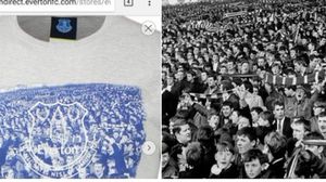 اكتشف إيفرتون أن صورة الجماهير التي طبعت على قميص النادي لم تكن في الحقيقة لعشاق الفريق- فايسبوك