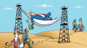 أمريكي والنفط العربي كاريكاتير
