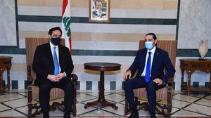 الحريري ودياب خلال لقاء اليوم في السرايا الحكومية- الوكالة الوطنية اللبنانية للإعلام