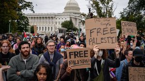 نشطاء يتظاهرون أمام الكونغرس لدعم فلسطين- جيتي