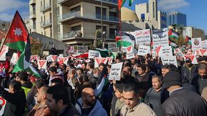ندد المتظاهرون بدعم الولايات المتحدة للاحتلال في عدوانه على غزة- إكس/ حزب الشراكة والإنقاذ الأردني
