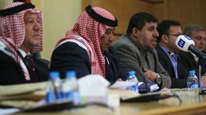 لجنة فلسطين البرلمانية أثناء المؤتمر الصحفي - الأناضول