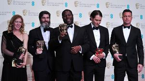 فريق عمل فيلم "12 ييرز ايه سلايف" في حفل توزيع جوائز السينما البريطانية - أ ف ب