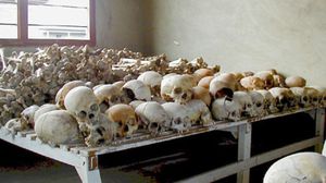 جماجم وهياكل عظميه لضحايا الأبادة الجماعية تم تصويرها بمدرسة في 2001 - أرشيفية