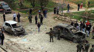 تفجير في منطقة النبي عثمان في لبنان على الحدود مع سوريا - أ ف ب