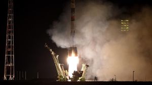 إقلاع الصاروخ سويوز من بايكونور في كزاخستان - أ ف ب