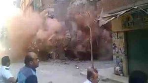 لحظة انهيار البناية في المعادي بالقاهرة
