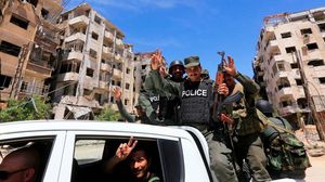 عناصر النظام السوري بعد دخول الغوطة الشرقية- جيتي