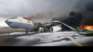 صورة لطائرة نقل قصفتها طائرات التحالف في مطار صنعاء ـ عربي21
