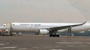 صورة متداولة للطائرة السعودية التي أشيع أنها هبطت في مطار بن غوريون ـ تويتر