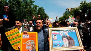 تظاهرة في طهران ضد انسحاب ترامب من الاتفاق النووي- جيتي