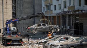 تضرّر مبنيان يضمّان مكاتب في موسكو جرّاء الهجوم الليلي الذي لم يُسفر عن سقوط ضحايا- تويتر
