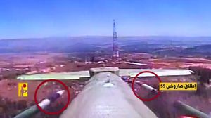 الصاروخان لحظة انطلاقهما من المسيرة- إعلام حزب الله
