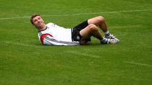 لاعب الوسط الألماني توماس مولر في حصة تدريبية مع المنتخب - أ ف ب