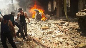 اللحظات الأولى بعد انفجار السيارة المفخخة في دوما