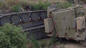 انقلاب دبابة إسرائيلية بالقرب من الحدود الأردنية في منطقة الأغوار - تويتر