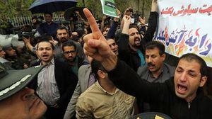 شهدت العاصمة طهران احتجاجات على حادثة التحرش أمام السفارة السعودية ـ أ ف ب 