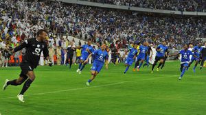 فرحة لاعبي الهلال بعد فوزهم على النصر - تويتر