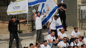 مستوطنون إسرائيليون خلال ما يسمى بمسيرة الأعلام في القدس المحتلة- جيتي