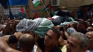 جثمان الفتى الشهيد ابو خضير خلال تشييعه في القدس- الأناضول