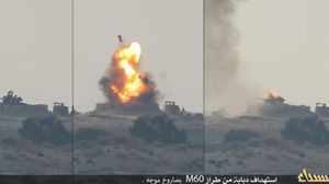 مشهد لاستهداف دبابة مصرية بثها تنظيم الدولة في سيناء - تويتر