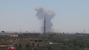 قصف النظام السوري براجمات الصواريخ أحياء درعا البلد المحاصرة- تويتر