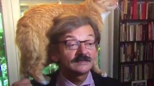 تارغلسكي تفاعل بشكل لطيف مع القط، الذي يبدو أنه يقيم معه بشكل دائم في المنزل- ميترو