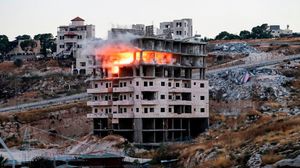 أحد منازل وادي الحمص في القدس المحتلة لحظة تفجيره- جيتي