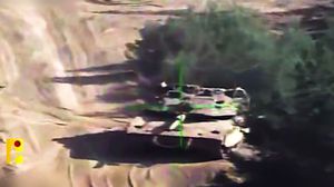 الدبابة خلال تحليق الصاروخ صوبها وقبل إصابتها- إعلام حزب الله