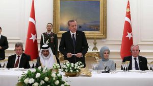 أردوغان أثناء حفل استقبال عقب انتهاء مراسم تنصيبه رئيسا لتركيا - الأناضول