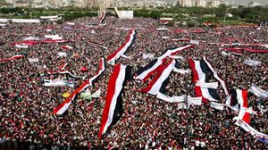 حشود مؤيدة للحوثي وصالح خرجت إلى ميدان السبعين في العاصمة صنعاء- ا ف ب 