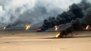 مازالت النيران تلتهم 8 آبار أخرى في حقل علاس النفطي - أرشيفية