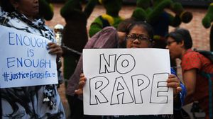 نشطاء ضد الاغتصاب خلال فعالية في الهند- جيتي