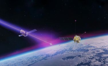 رسم فني وفّرته وكالة الفضاء الأوروبية في 14 تشرين الثاني/نوفمبر 2023، يُظهر أقوى انفجار لأشعة غاما على الإطلاق أثّر على غلافنا الجوي في تشرين الاول/أكتوبر 2022