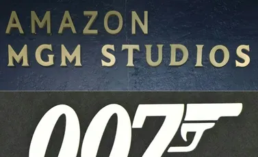 تركيب صور يظهر شعار Amazon MGM Studios (أعلى) وشعار العميل "007" بطل أفلام جيمس بوند